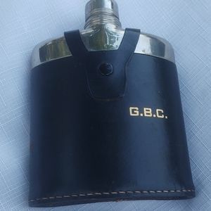 Black leather/stainless steel flask